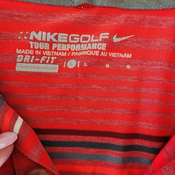 Nike Golf Tour Performance Men's Red Striped Polo Sz L. - Picture 6 of 7
